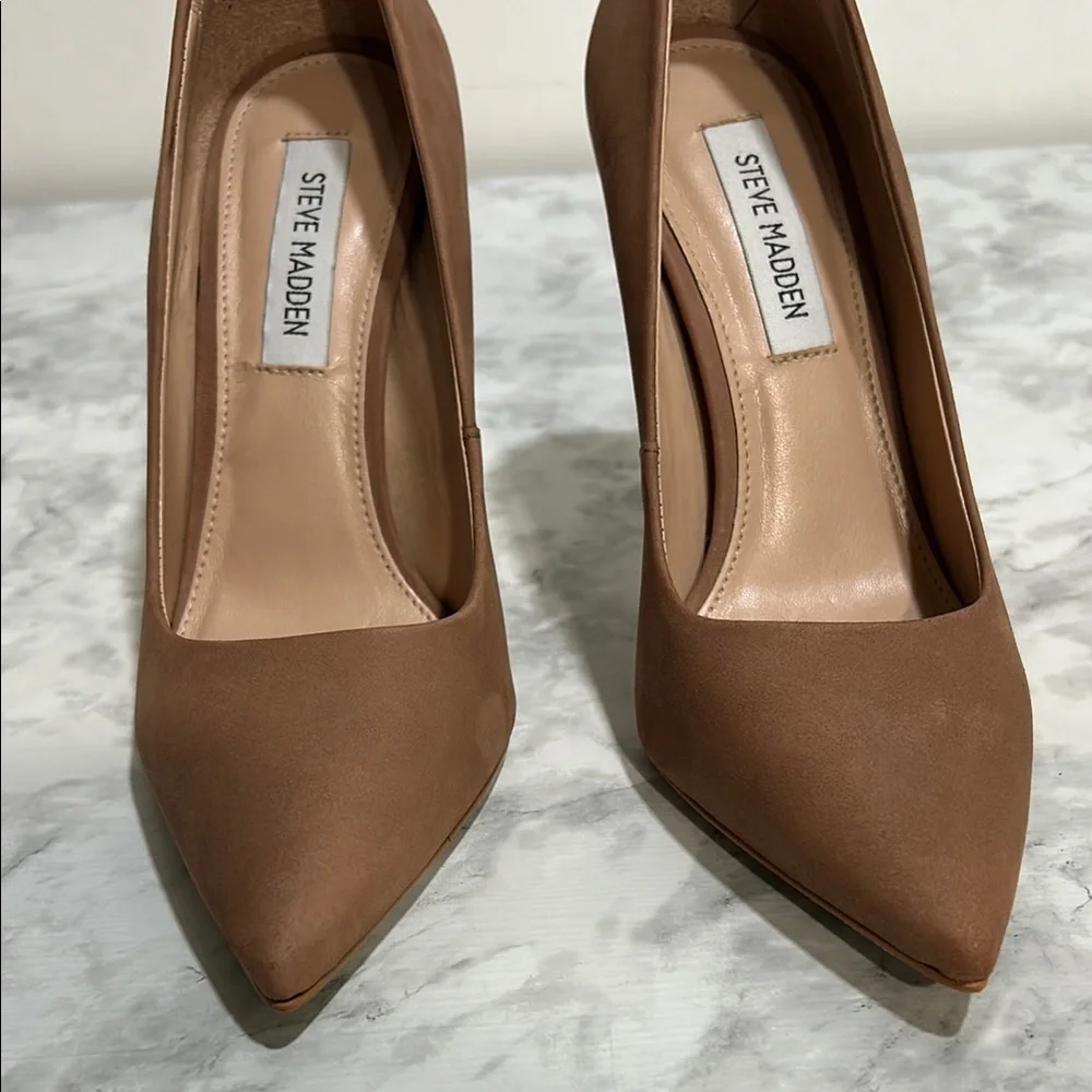 STEVE MADDEN WOMENS VALA02S1 NUDE POINTED TOE PUMPS 4”HEEL Sz 7 - Picture 3 of 12